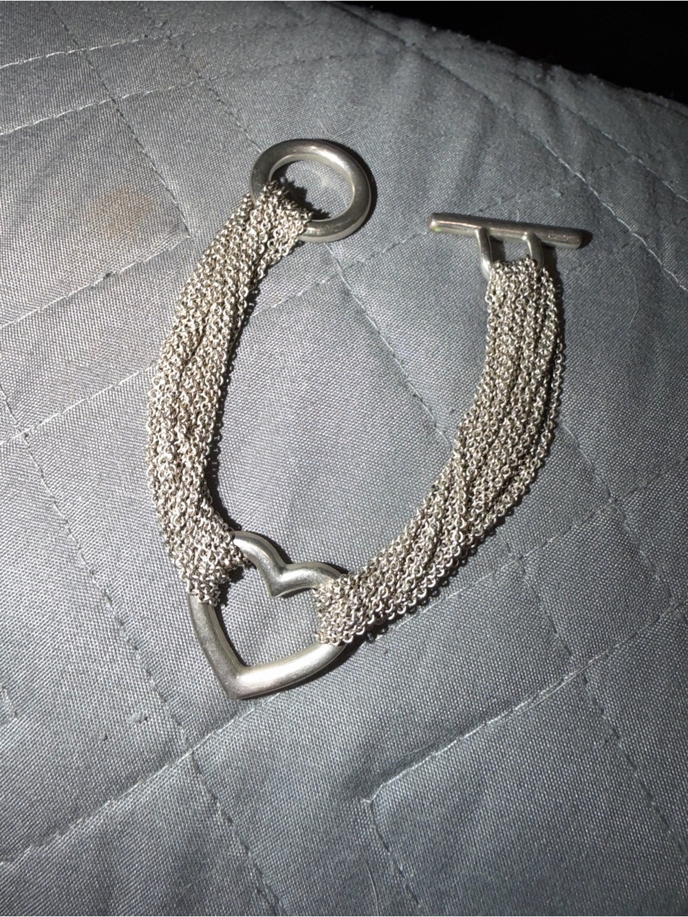 Tiffany & Co. Silver Multi-Strand Heart Toggle Bracelet